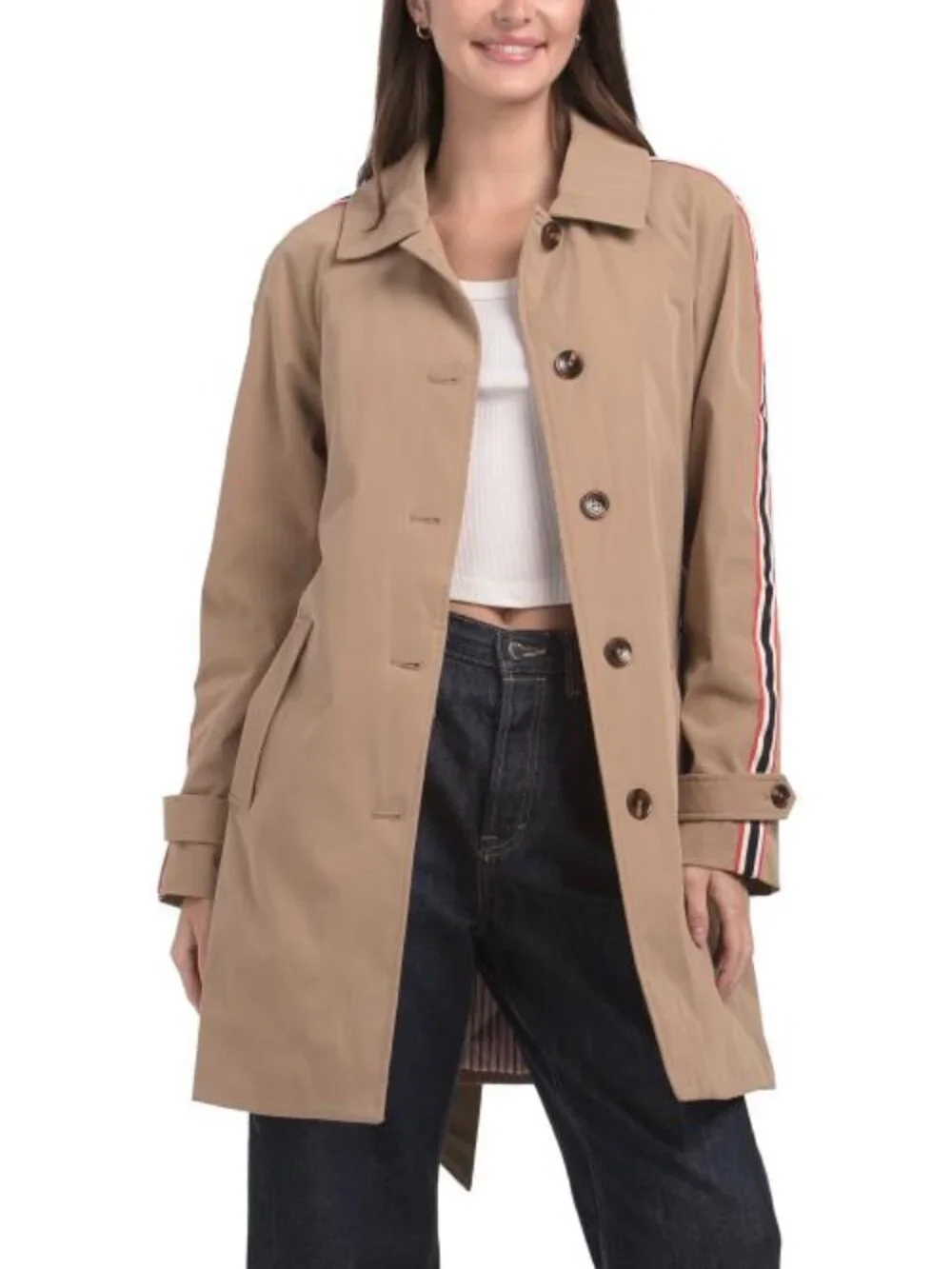 HUNTER Sophia Stripe Sleeve Trench Coat